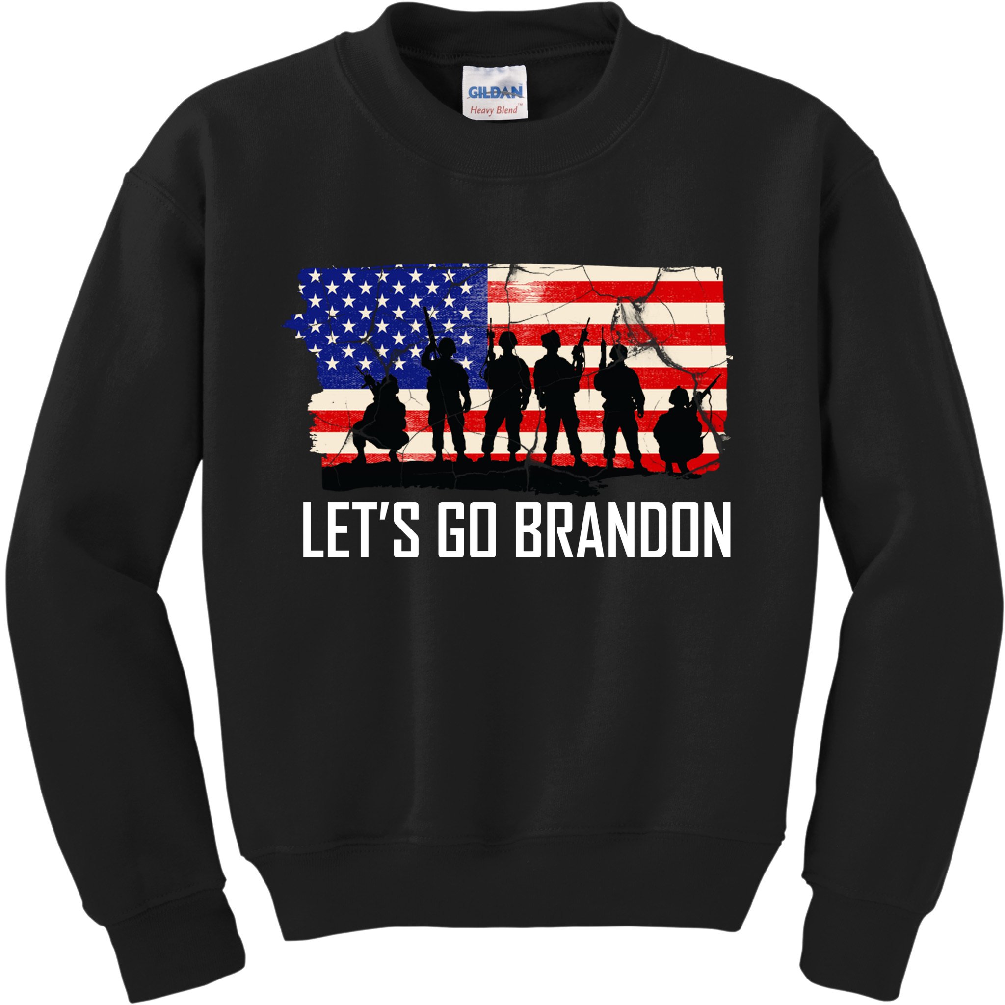 Let's Go Brandon Military Troops American Flag Kids Sweatshirt