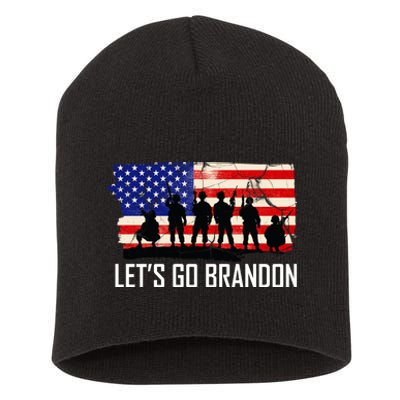 Let's Go Brandon Military Troops American Flag Short Acrylic Beanie