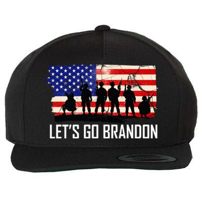 Let's Go Brandon Military Troops American Flag Wool Snapback Cap