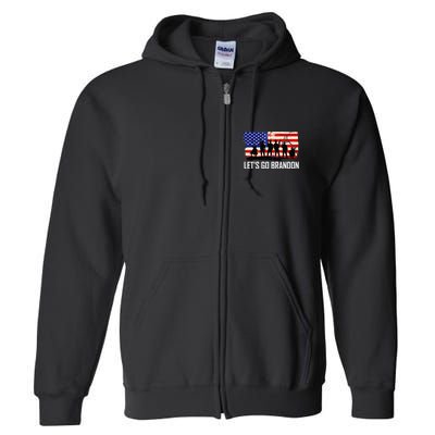 Let's Go Brandon Military Troops American Flag Full Zip Hoodie