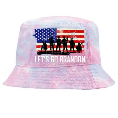 Let's Go Brandon Military Troops American Flag Tie-Dyed Bucket Hat