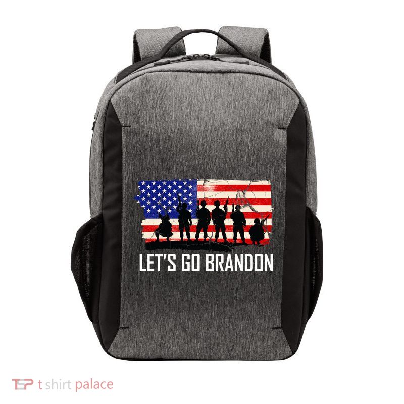 Let's Go Brandon Military Troops American Flag Vector Backpack