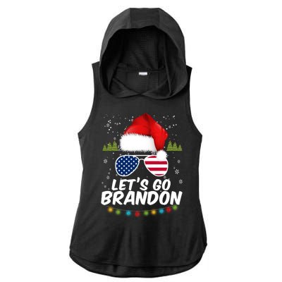 Let's Go Brandon Santa Claus USA Christmas Shades Ladies PosiCharge Tri-Blend Wicking Draft Hoodie Tank