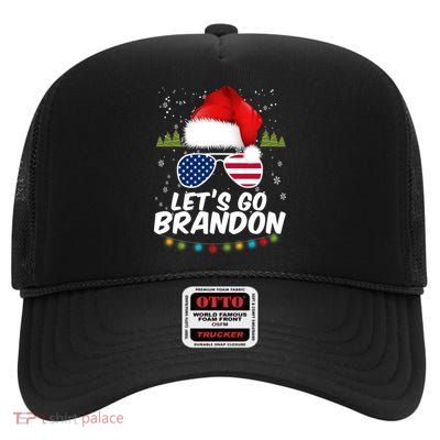 Let's Go Brandon Santa Claus USA Christmas Shades High Crown Mesh Back Trucker Hat
