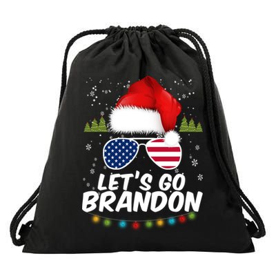 Let's Go Brandon Santa Claus USA Christmas Shades Drawstring Bag