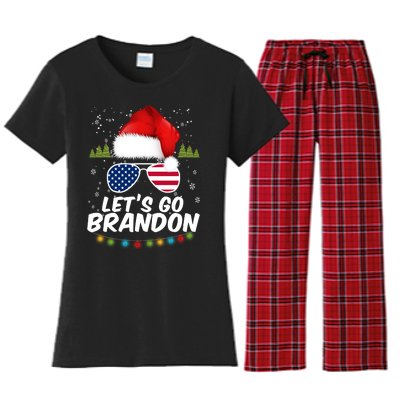 Let's Go Brandon Santa Claus USA Christmas Shades Women's Flannel Pajama Set