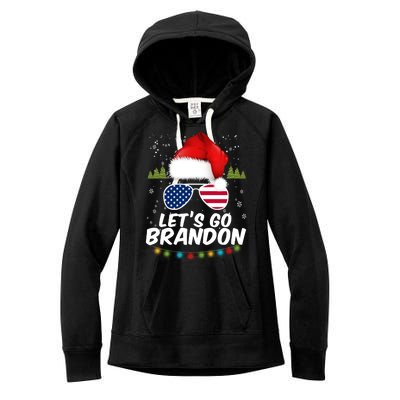 Let's Go Brandon Santa Claus USA Christmas Shades Women's Fleece Hoodie