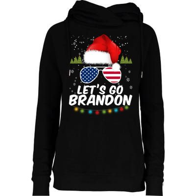 Let's Go Brandon Santa Claus USA Christmas Shades Womens Funnel Neck Pullover Hood