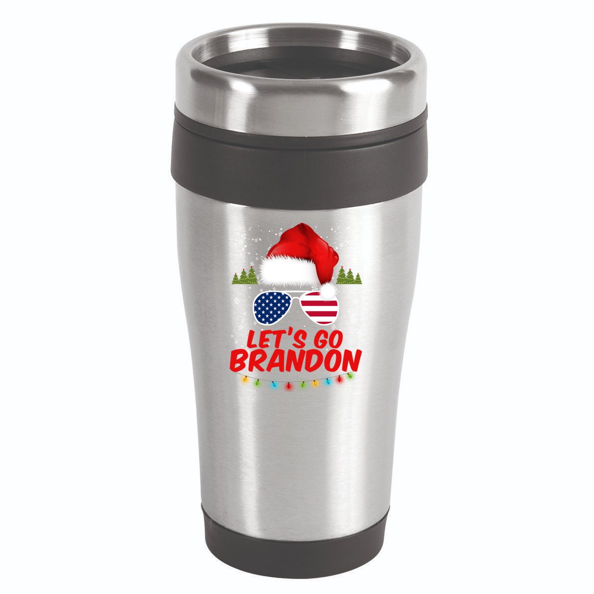 Let's Go Brandon Santa Claus USA Christmas Shades 16oz Travel Tumbler