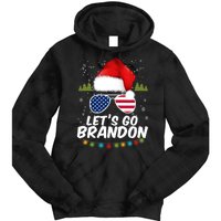 Let's Go Brandon Santa Claus USA Christmas Shades Tie Dye Hoodie