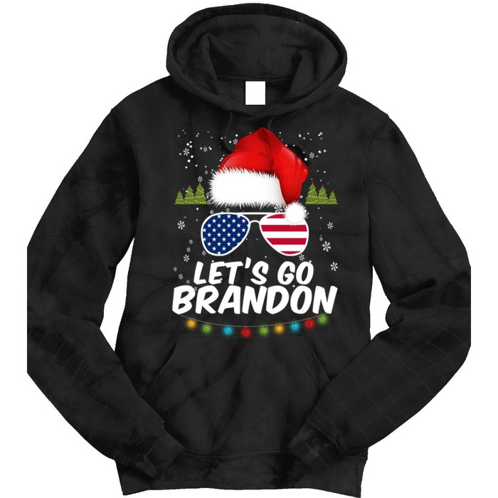 Let's Go Brandon Santa Claus USA Christmas Shades Tie Dye Hoodie