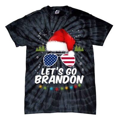 Let's Go Brandon Santa Claus USA Christmas Shades Tie-Dye T-Shirt