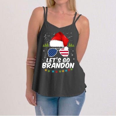 Let's Go Brandon Santa Claus USA Christmas Shades Women's Strappy Tank