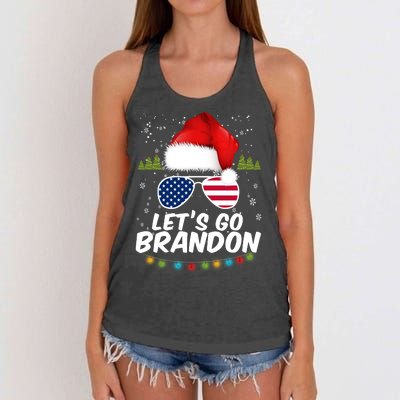 Let's Go Brandon Santa Claus USA Christmas Shades Women's Knotted Racerback Tank