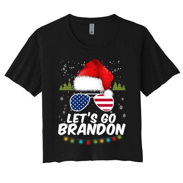 Let's Go Brandon Santa Claus USA Christmas Shades Women's Crop Top Tee