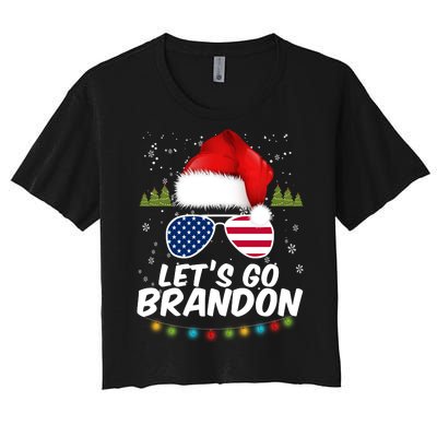 Let's Go Brandon Santa Claus USA Christmas Shades Women's Crop Top Tee