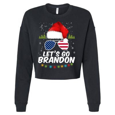 Let's Go Brandon Santa Claus USA Christmas Shades Cropped Pullover Crew