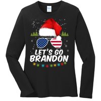 Let's Go Brandon Santa Claus USA Christmas Shades Ladies Long Sleeve Shirt