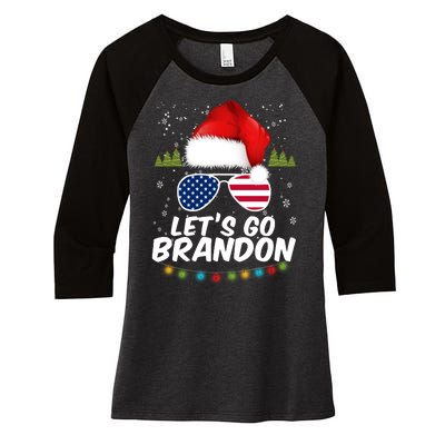 Let's Go Brandon Santa Claus USA Christmas Shades Women's Tri-Blend 3/4-Sleeve Raglan Shirt