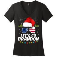 Let's Go Brandon Santa Claus USA Christmas Shades Women's V-Neck T-Shirt