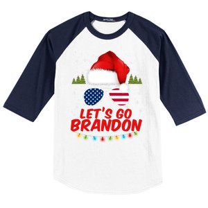 Let's Go Brandon Santa Claus USA Christmas Shades Baseball Sleeve Shirt