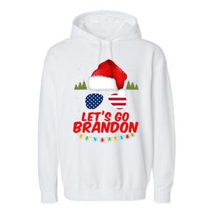 Let's Go Brandon Santa Claus USA Christmas Shades Garment-Dyed Fleece Hoodie