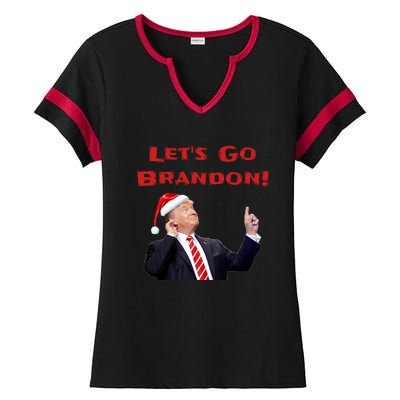 MAGA Republican Let's Go Brandon Anti Biden Christmas Trump  Ladies Halftime Notch Neck Tee