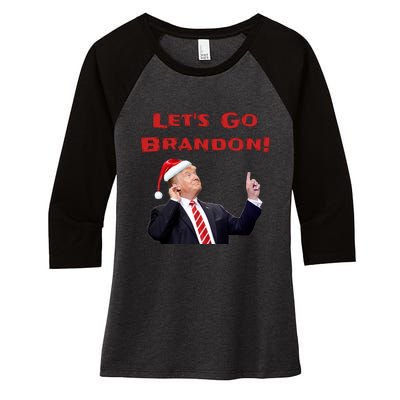 MAGA Republican Let's Go Brandon Anti Biden Christmas Trump  Women's Tri-Blend 3/4-Sleeve Raglan Shirt