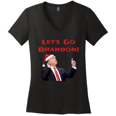 MAGA Republican Let's Go Brandon Anti Biden Christmas Trump  Women's V-Neck T-Shirt