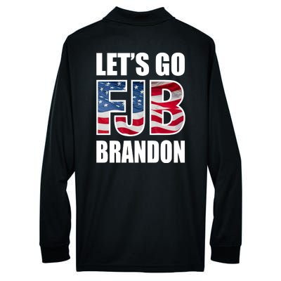 Let's Go Brandon FJB Flag Image Kitchenware Performance Long Sleeve Polo