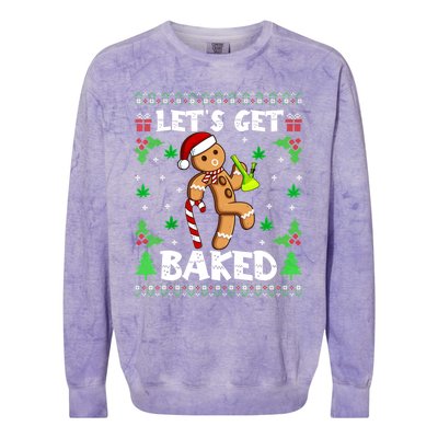 LetS Get Baked Gingerbread Weed Funny Christmas Cookie Gift Colorblast Crewneck Sweatshirt