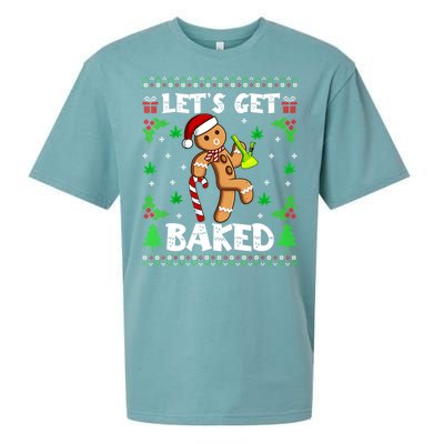 LetS Get Baked Gingerbread Weed Funny Christmas Cookie Gift Sueded Cloud Jersey T-Shirt