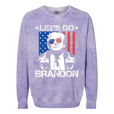 LetS Go Brandon Pro Trump 2024 Flag Anti Joe Biden Gift Colorblast Crewneck Sweatshirt