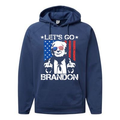 LetS Go Brandon Pro Trump 2024 Flag Anti Joe Biden Gift Performance Fleece Hoodie