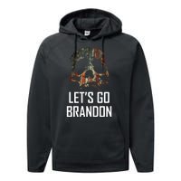 Let's Go Brandon American Grunge Skull Performance Fleece Hoodie