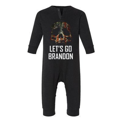 Let's Go Brandon American Grunge Skull Infant Fleece One Piece