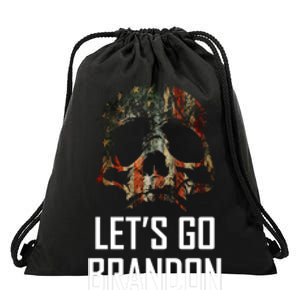 Let's Go Brandon American Grunge Skull Drawstring Bag