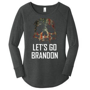 Let's Go Brandon American Grunge Skull Women's Perfect Tri Tunic Long Sleeve Shirt