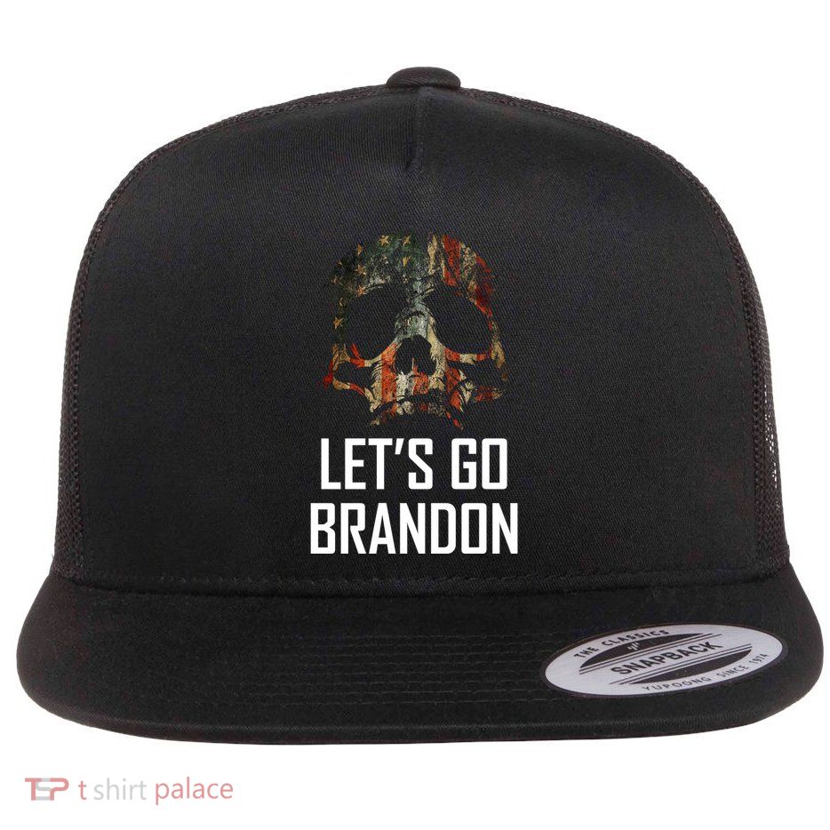 Let's Go Brandon American Grunge Skull Flatbill Hat