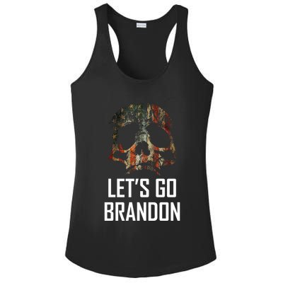 Let's Go Brandon American Grunge Skull Ladies PosiCharge Competitor Racerback Tank
