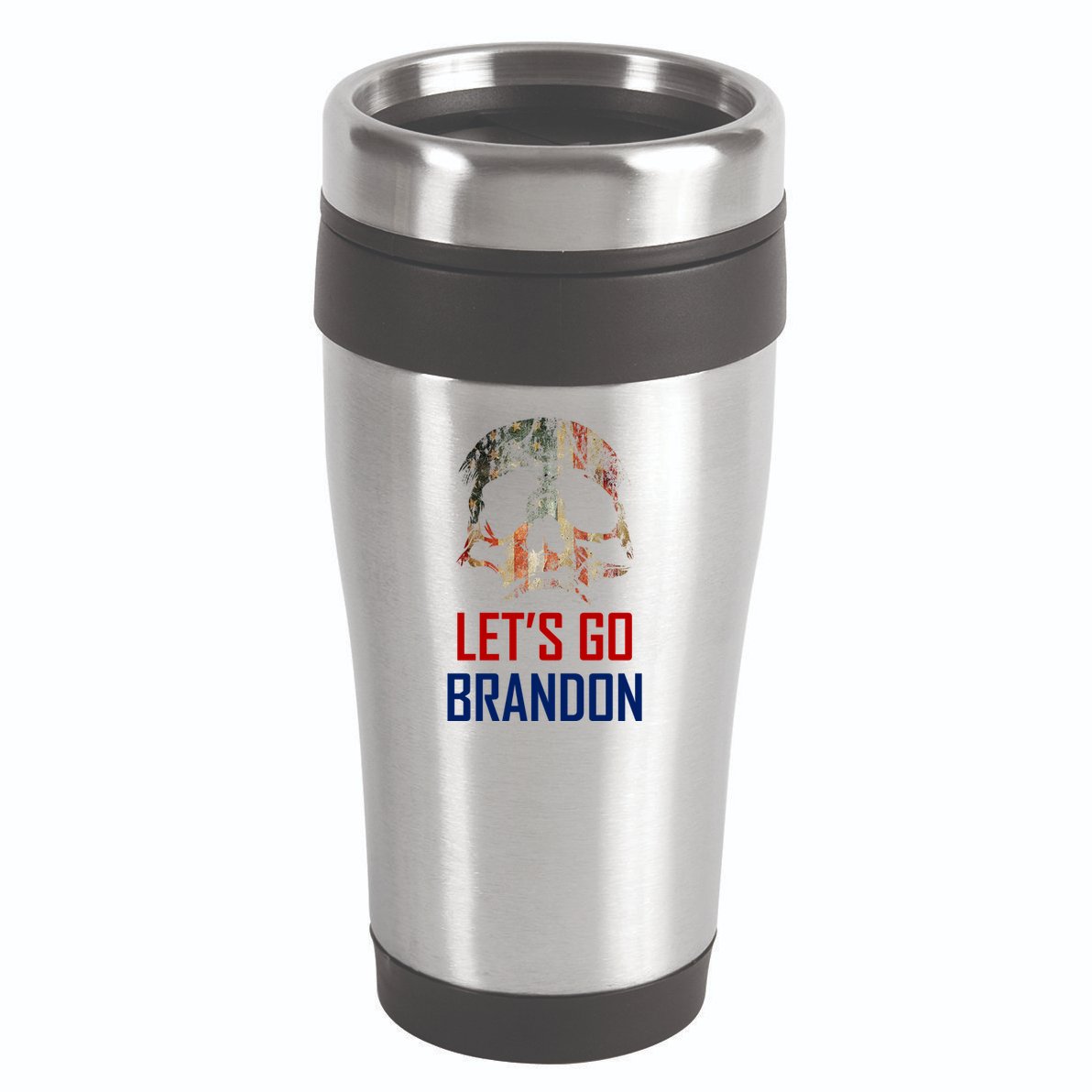 Let's Go Brandon American Grunge Skull 16oz Travel Tumbler