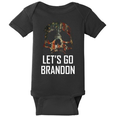 Let's Go Brandon American Grunge Skull Baby Bodysuit