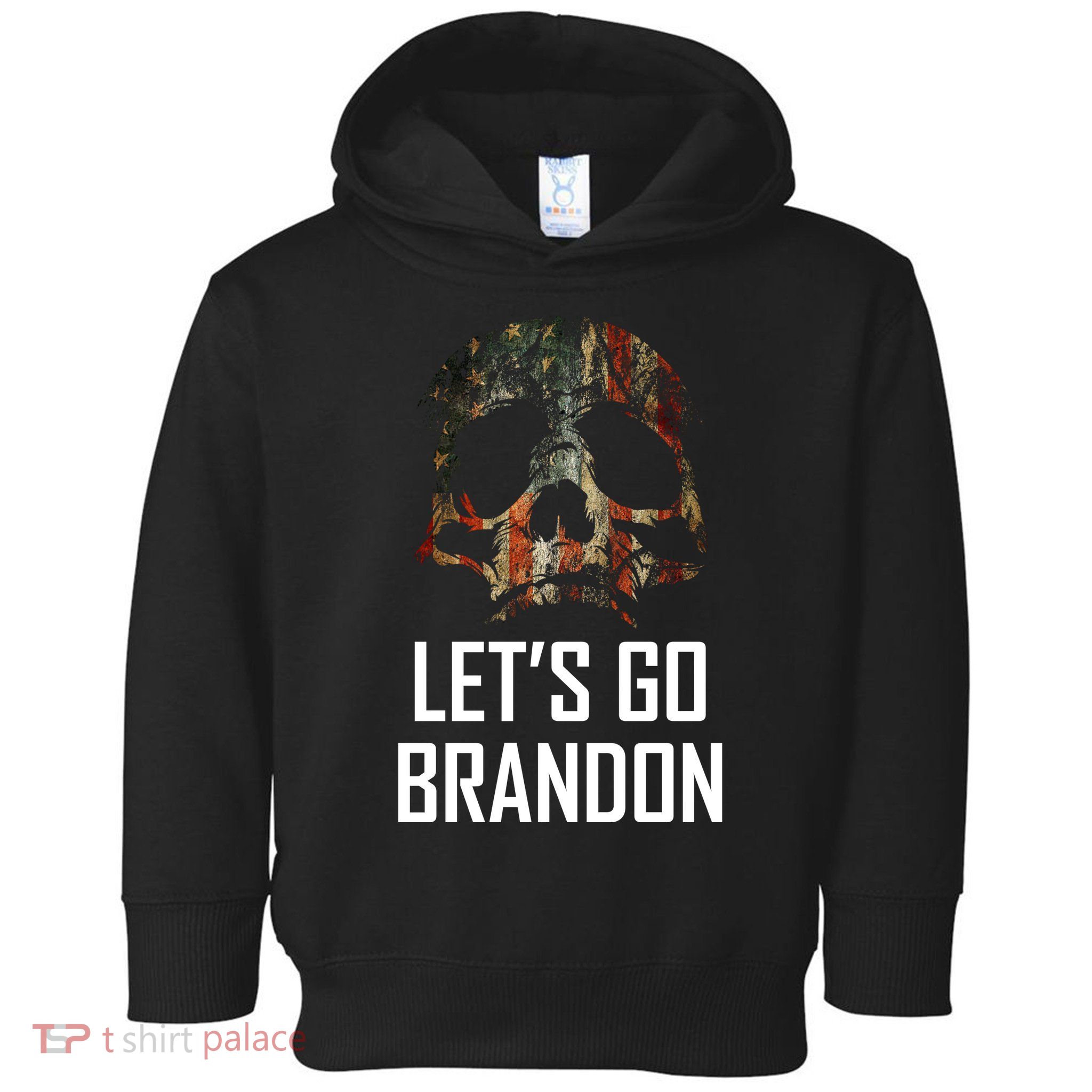 Let's Go Brandon American Grunge Skull Toddler Hoodie