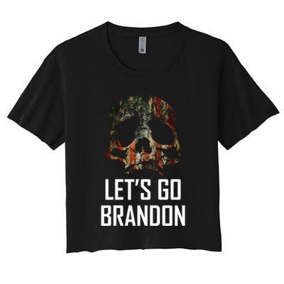 Let's Go Brandon American Grunge Skull Crop Top