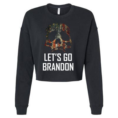 Let's Go Brandon American Grunge Skull Cropped Pullover Crew