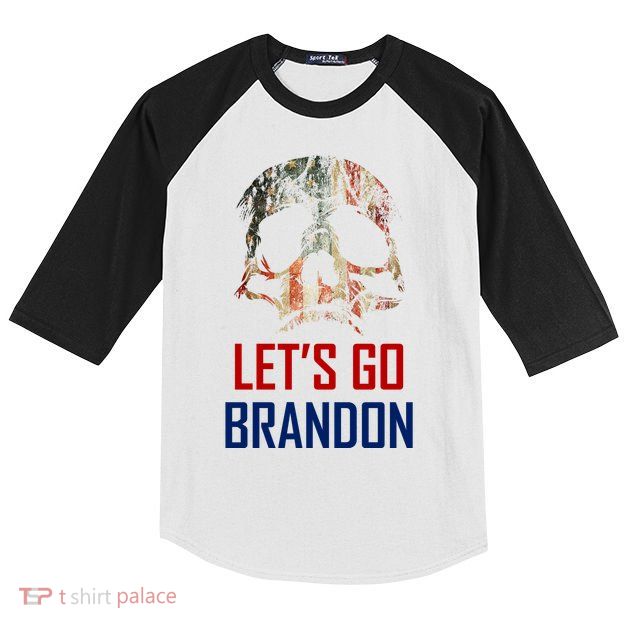 Let's Go Brandon American Grunge Skull Kids Colorblock Raglan Jersey