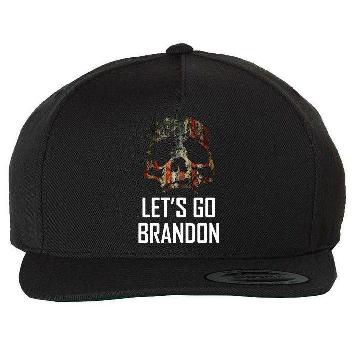 Let's Go Brandon American Grunge Skull Wool Snapback Cap