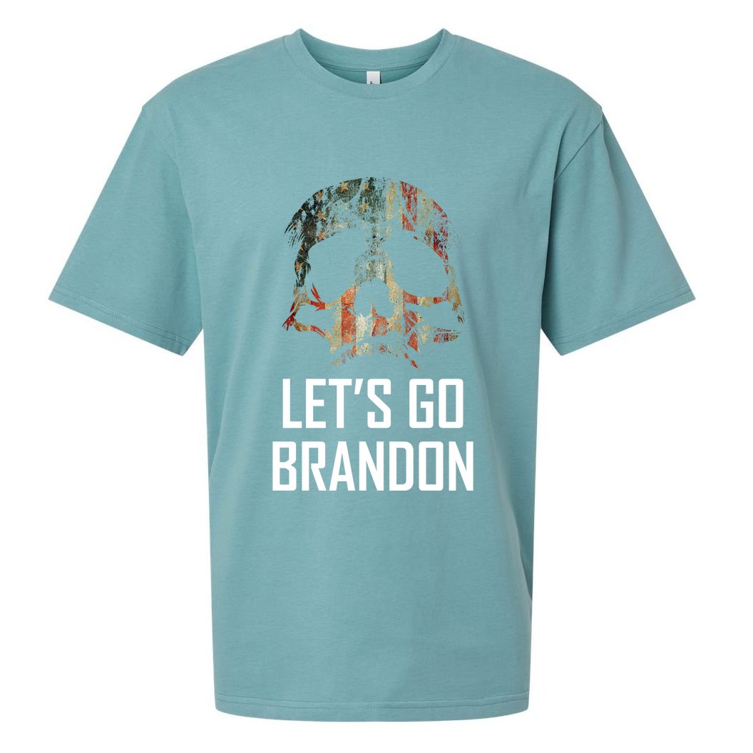 Let's Go Brandon American Grunge Skull Sueded Cloud Jersey T-Shirt