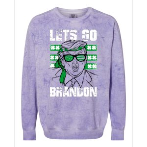 Lets Go Brandon St Patrick's Day Trump Beer America Flag Colorblast Crewneck Sweatshirt