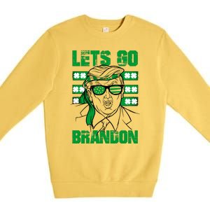 Lets Go Brandon St Patrick's Day Trump Beer America Flag Premium Crewneck Sweatshirt